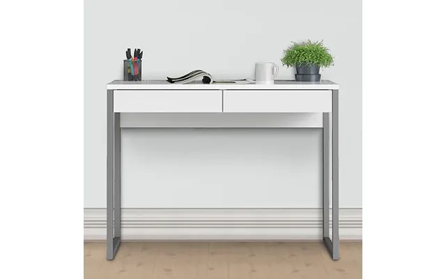 Frosk High Gloss Laptop Desk With 2 Drawers In White