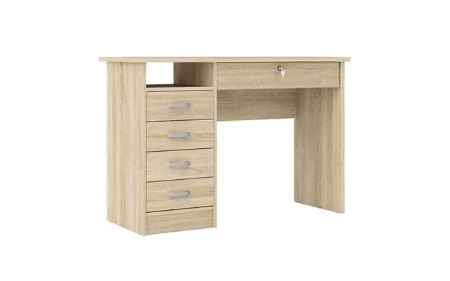 Frosk Wooden Laptop Desk With 5 Drawers In Oak