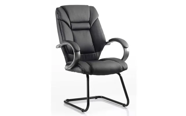 Galloway Leather Cantilever Visitor Chair In Black With Arms