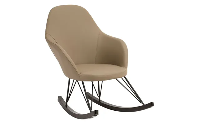 Giausar Upholstered Faux Leather Rocking Chair In Light Grey