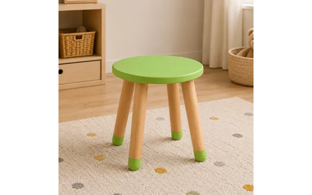 Goldfinch Plywood Kids Stool In Green And Oak