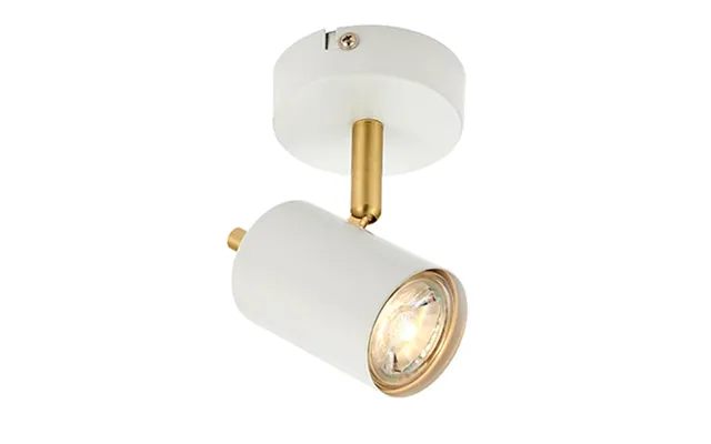 Gull 1 Light Round Spotlight In Matt White And Satin Brass