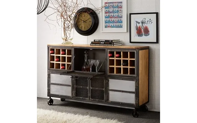 Harlow Display Wine Cabinet In Solid Hardwood Reclaimed Metal