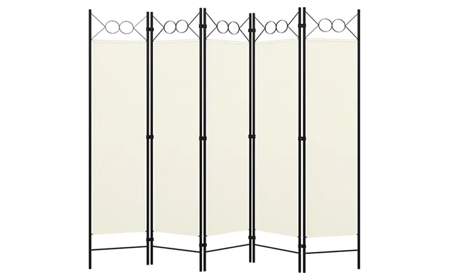 Hecate Fabric 5 Panel 200cm X 180cm Room Divider In Cream White