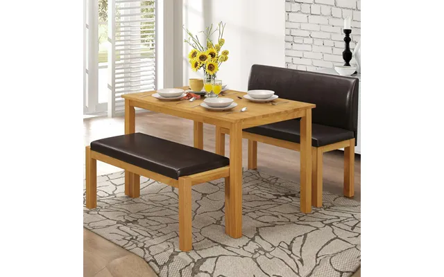 Hidalgo Wooden Dining Table With 2 Benches In Natural Oak