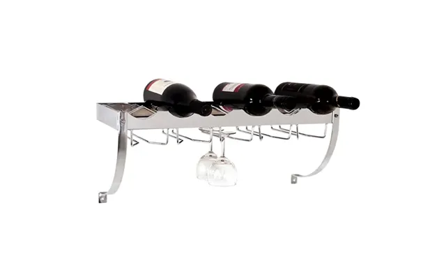 Hyattsville Metal Bottle Rack With Glass Holder In Chrome