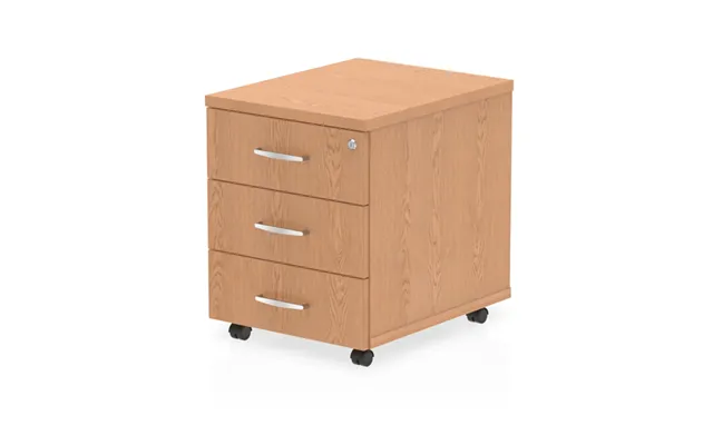 Impulse Wooden 3 Drawers Mobile Pedestal In Oak