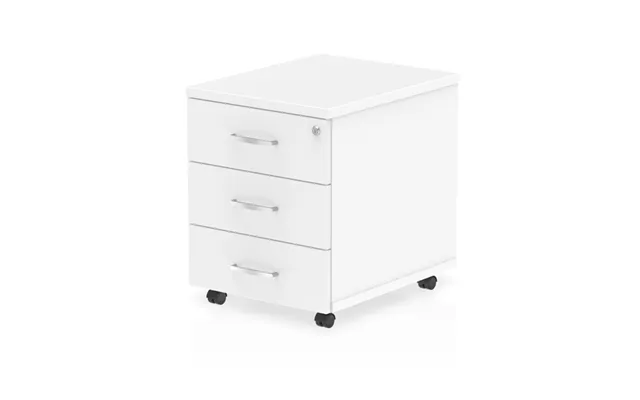 Impulse Wooden 3 Drawers Mobile Pedestal In White