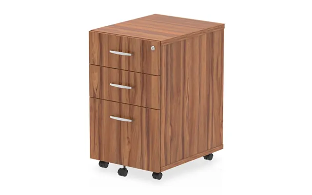 Impulse Wooden 3 Drawers Office Pedestal Cabinet In Walnut