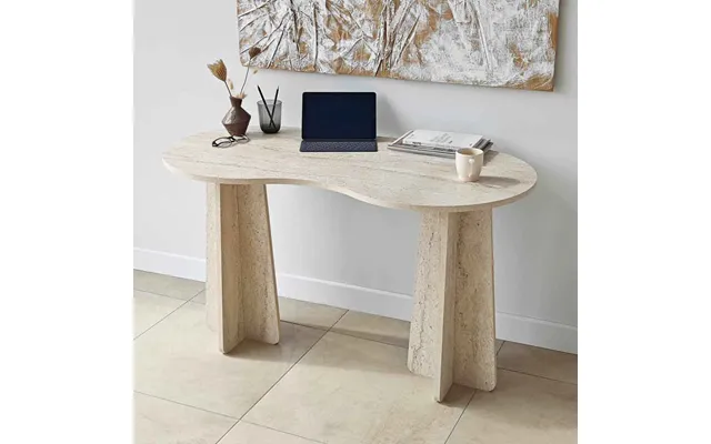 Infini Wooden Laptop Desk In Travertine Marble Effect