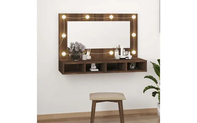 Irvine Wooden Wall Dressing Cabinet In Brown Oak With Led