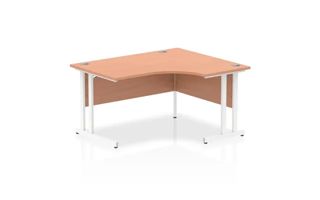 Isle 140cm Beech Right Computer Desk With White Cantilever Leg
