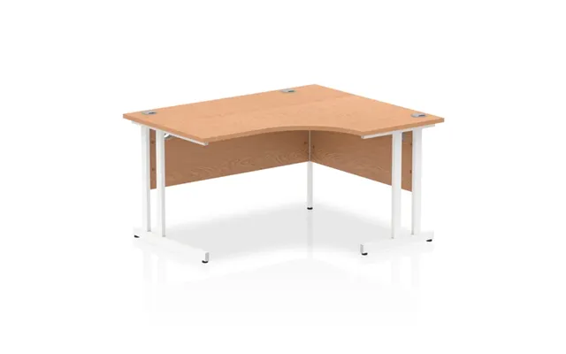 Isle 140cm Oak Right Computer Desk With White Cantilever Leg