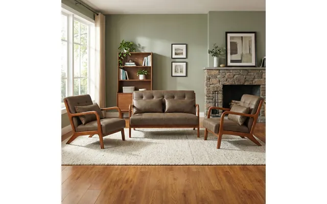 Jorlix Pu Leather 2 1 1 Seater Sofa In Brown