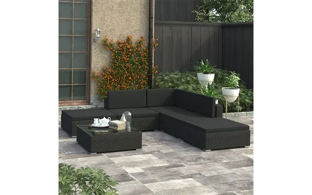 Kaira Rattan 6 Piece Garden Lounge Set With Cushions In Black