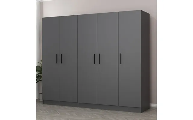 Kale H190cm Wooden Wardrobe With 5 Doors In Anthracite