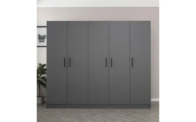 Kale H210cm Wooden Wardrobe With 5 Doors In Anthracite
