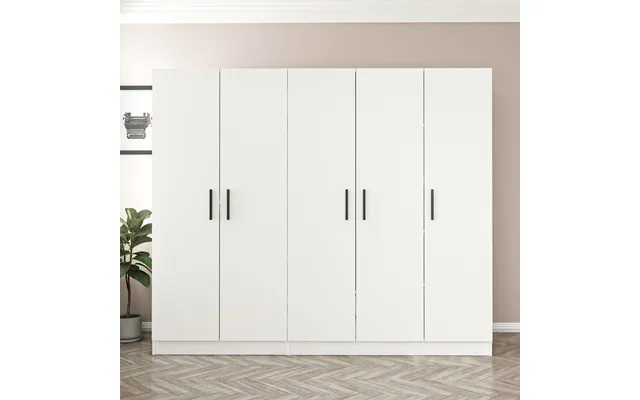 Kale H210cm Wooden Wardrobe With 5 Doors In White