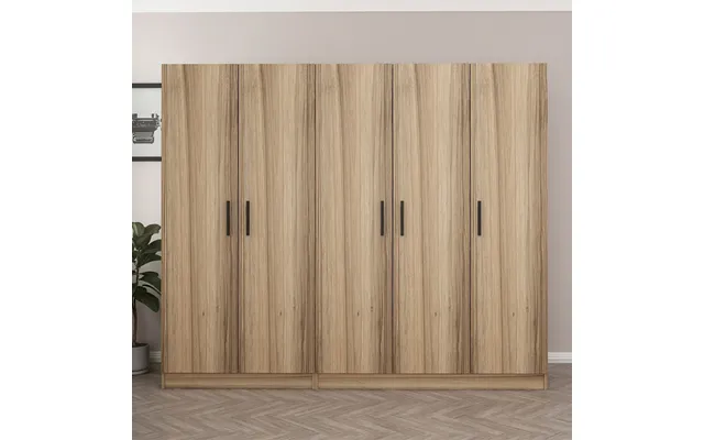 Kale H210cmwooden Wardrobe With 5 Doors In Oak