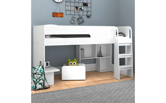 Karlstad Wooden Mid Sleeper With Bookcase In White