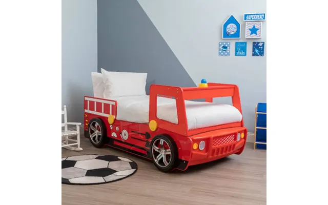 Kelvra Wooden Kids Fire Engine Bed In Red