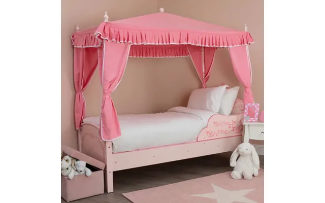 Kelvra Wooden Kids Princess Palace Canopy Bed In Pink