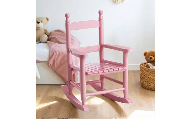 Kelvra Wooden Kids Rocking Chair In Pink