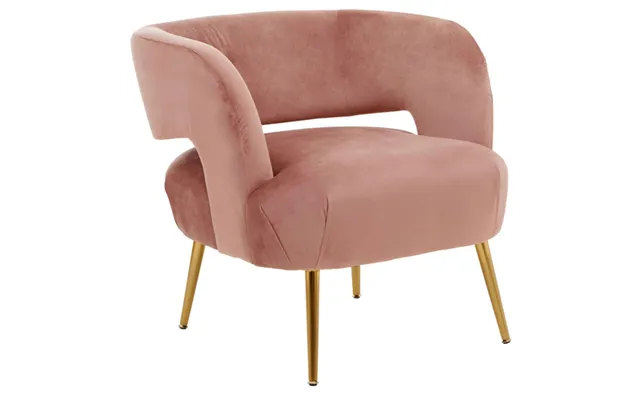 Larrisa Velvet Lounge Chair With Gold Metal Legs In Pink