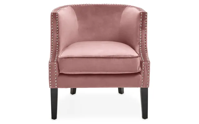 Larrisa Velvet Studded Chair With Black Wooden Legs In Pink