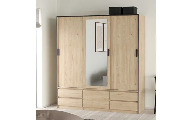 Lebanon Wooden Wardrobe With 2 Sliding Doors 4 Drawers In Oak