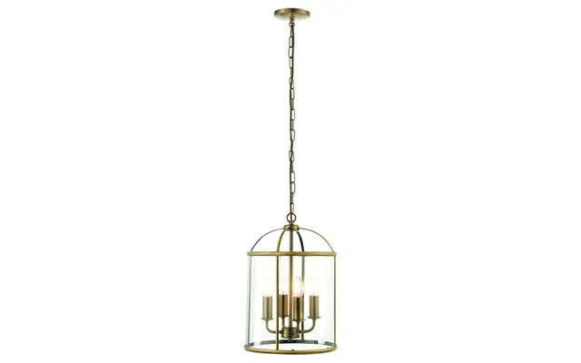 Lembeth 4 Lights Clear Glass Pendant Light In Antique Brass