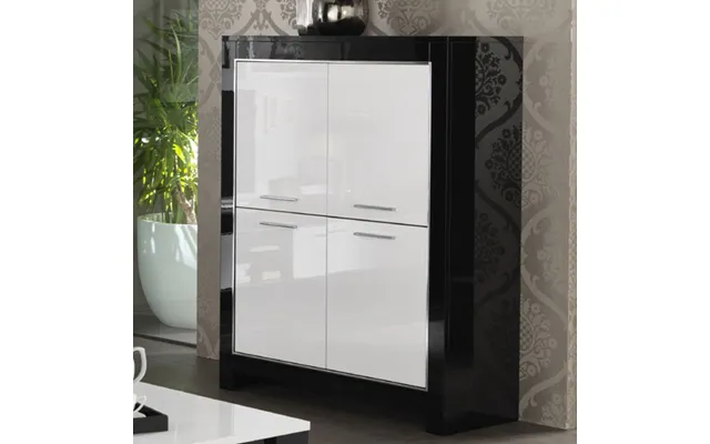 Lorenz Bar Unit In Black And White High Gloss With 4 Doors