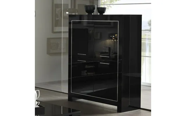 Lorenz Modern Bar Unit In Black High Gloss With 4 Doors