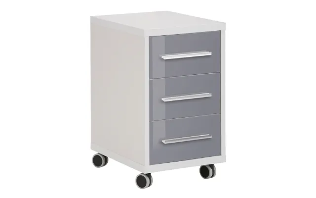 Macon Wooden Office Pedestal With 3 Glass Drawers In Grey