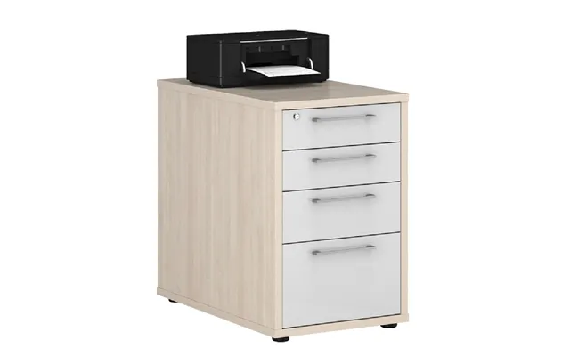 Macon Wooden Office Pedestal With 4 Drawers In Warm Mapple
