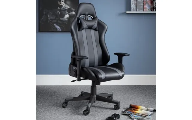 Macreae Faux Leather Gaming Chair In Black And Grey