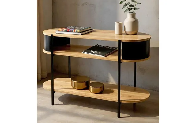 Magnolia Wooden Console Table With 2 Shelves In Oak Black