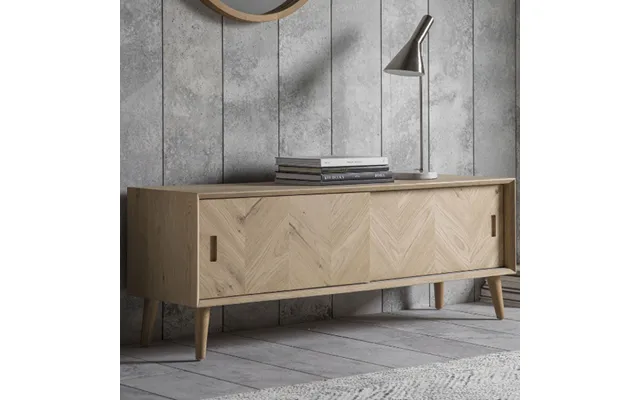 Manistee Wooden Tv Unit With 2 Sliding Doors In Oak
