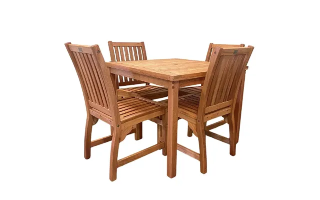 Marfa Wooden Outdoor Square Dining Table With 4 Chairs In Natural
