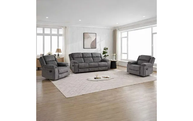 Martinez Fabric Recliner 3 1 1 Seater Sofa Set In Slate Grey