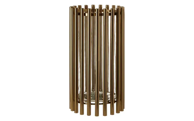 Martino Large Glass Candle Holder In Gold Steel Frame