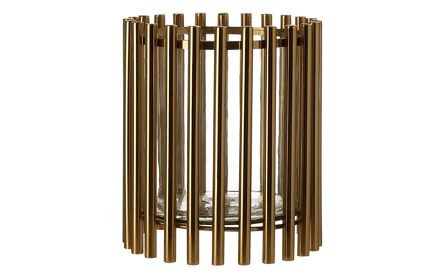 Martino Small Glass Candle Holder In Gold Steel Frame