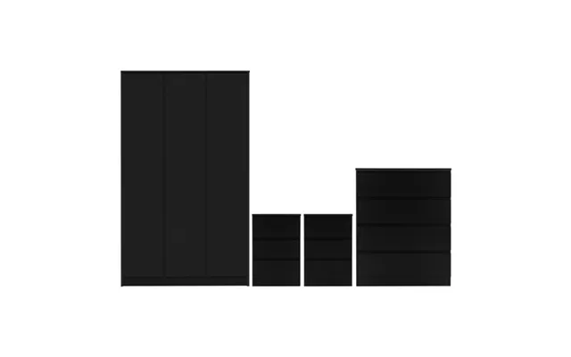 Mcgowen Wooden Bedroom Furniture Set 3 Doors Wardrobe In Black