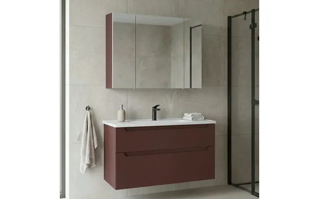 Messina 1000mm Wooden Wall Mounted Bathroom Furniture Set In Matte Red