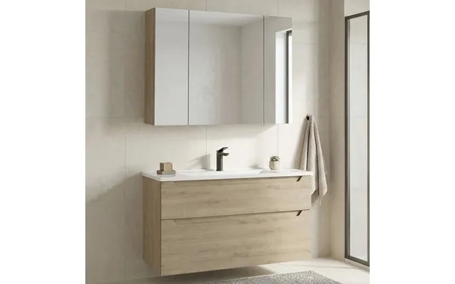 Messina 1000mm Wooden Wall Mounted Bathroom Furniture Set In Oak