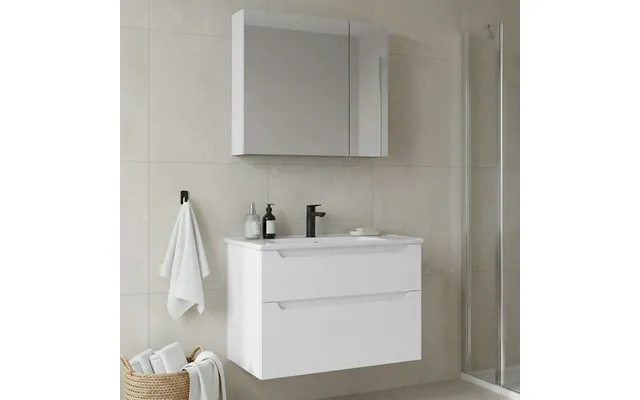 Messina 850mm Wooden Wall Mounted Bathroom Furniture Set In Matte White
