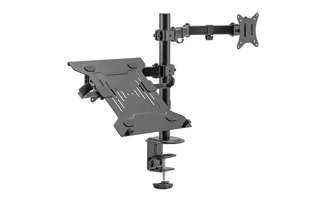 Midvale Single Arm Steel Desk Mount Monitor Stand With Laptop Tray - Black