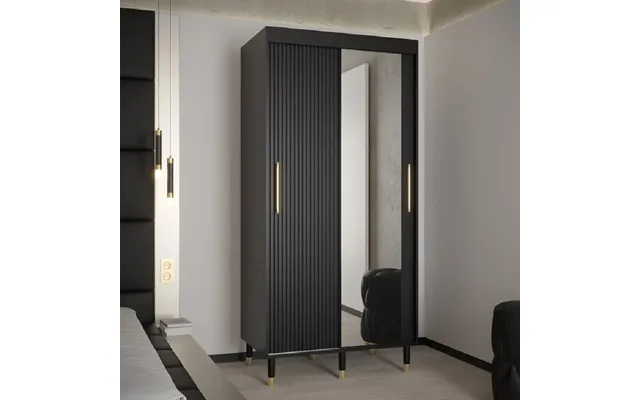 Millwall 100cm Mirrored Wardrobe With 2 Sliding Doors In Black