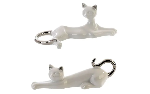 Moline Ceramics Cat Couple Mil Ly Sculpture In White And Silver