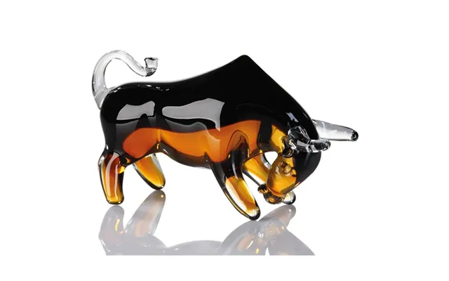 Newark Glass Bull Sculpture In Black And Brown